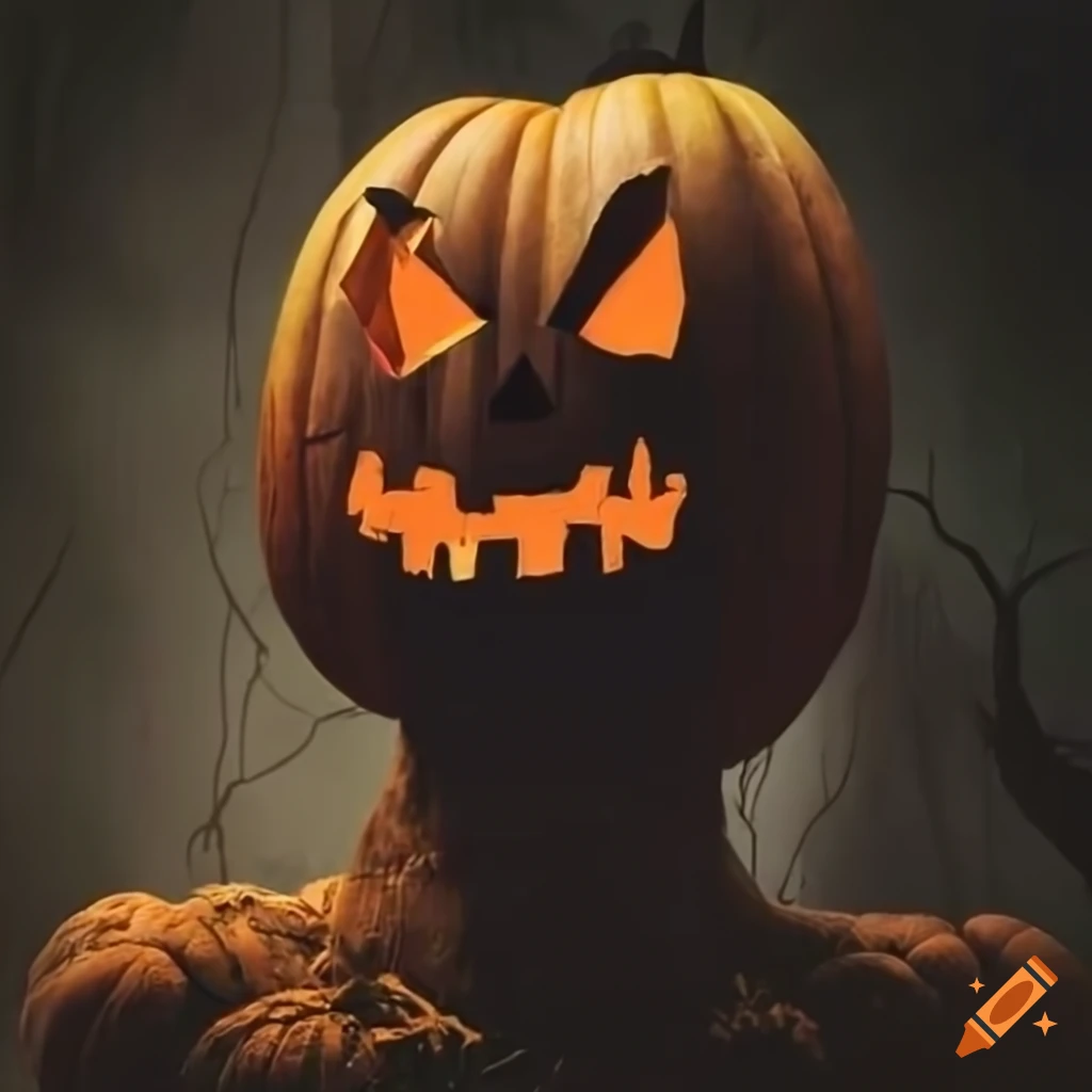 spooky scarecrow in a haunted forest at night