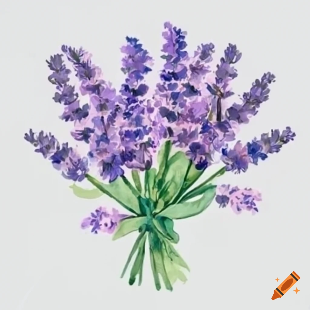 botanical illustration of lavender bouquet