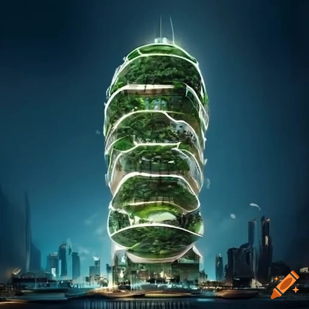 image of a biophilic futuristic city