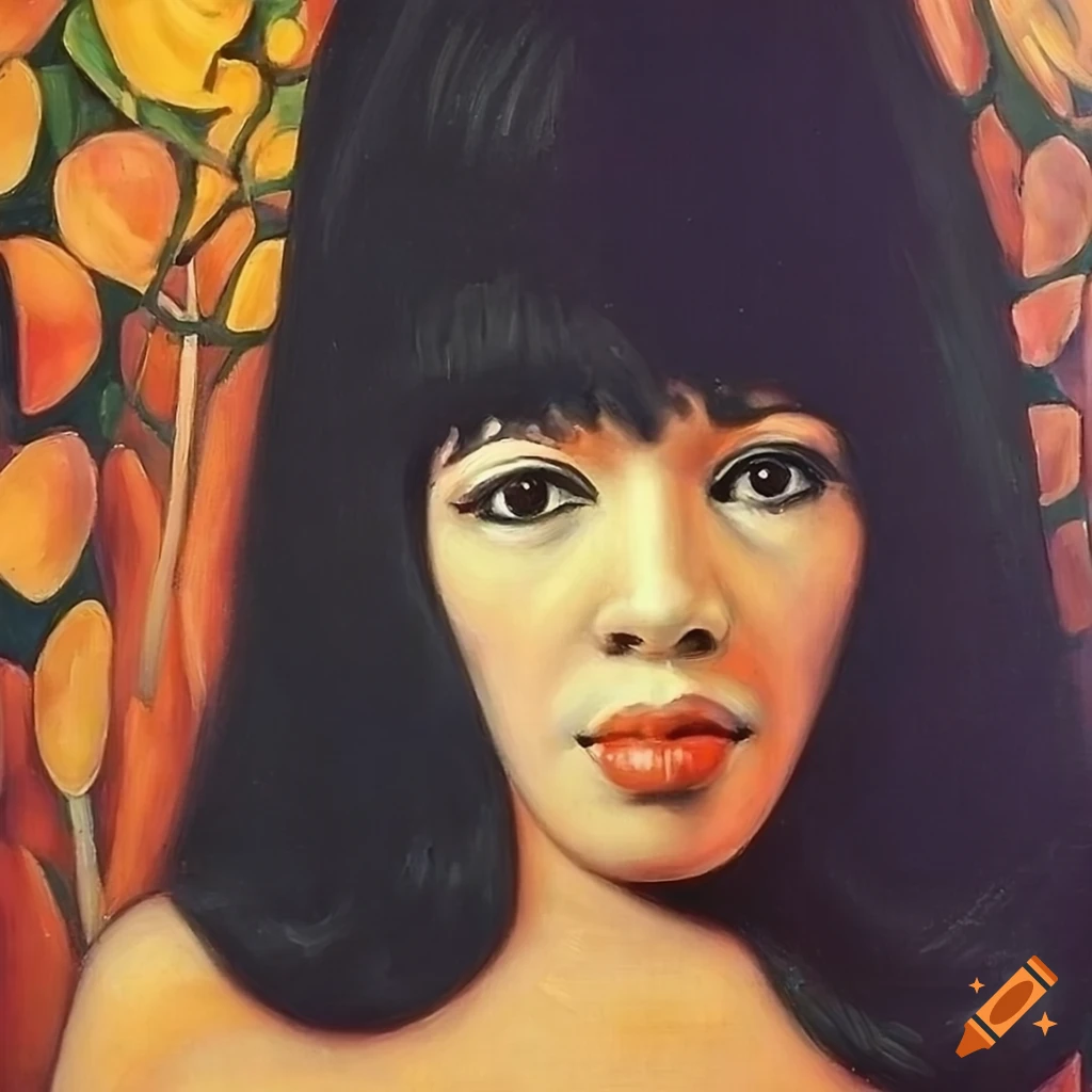 Oil painting of ronnie spector surrounded by vines on Craiyon