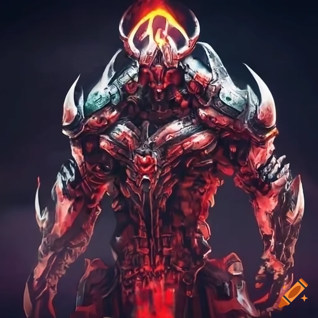 digital art of a futuristic armored demon god