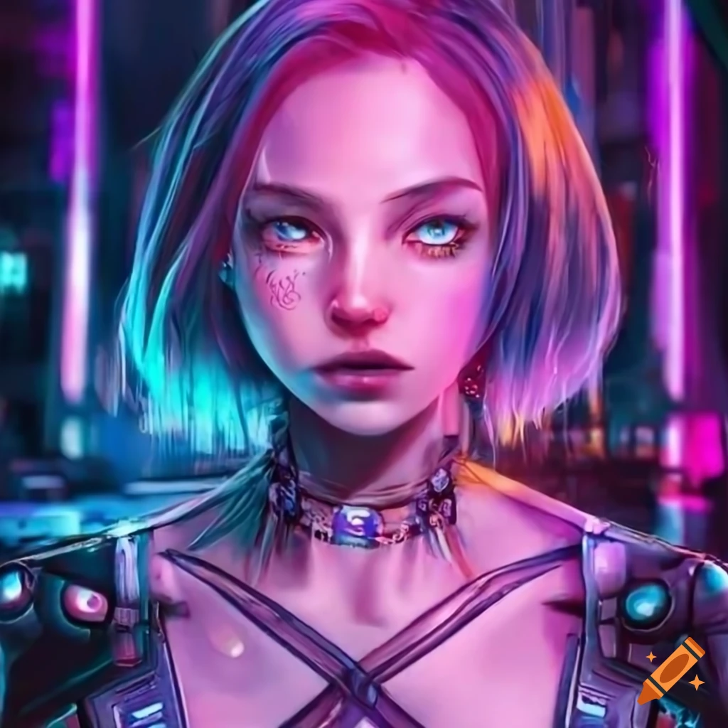 cyberpunk artwork of a girl named Cloudia representing the internet cloud