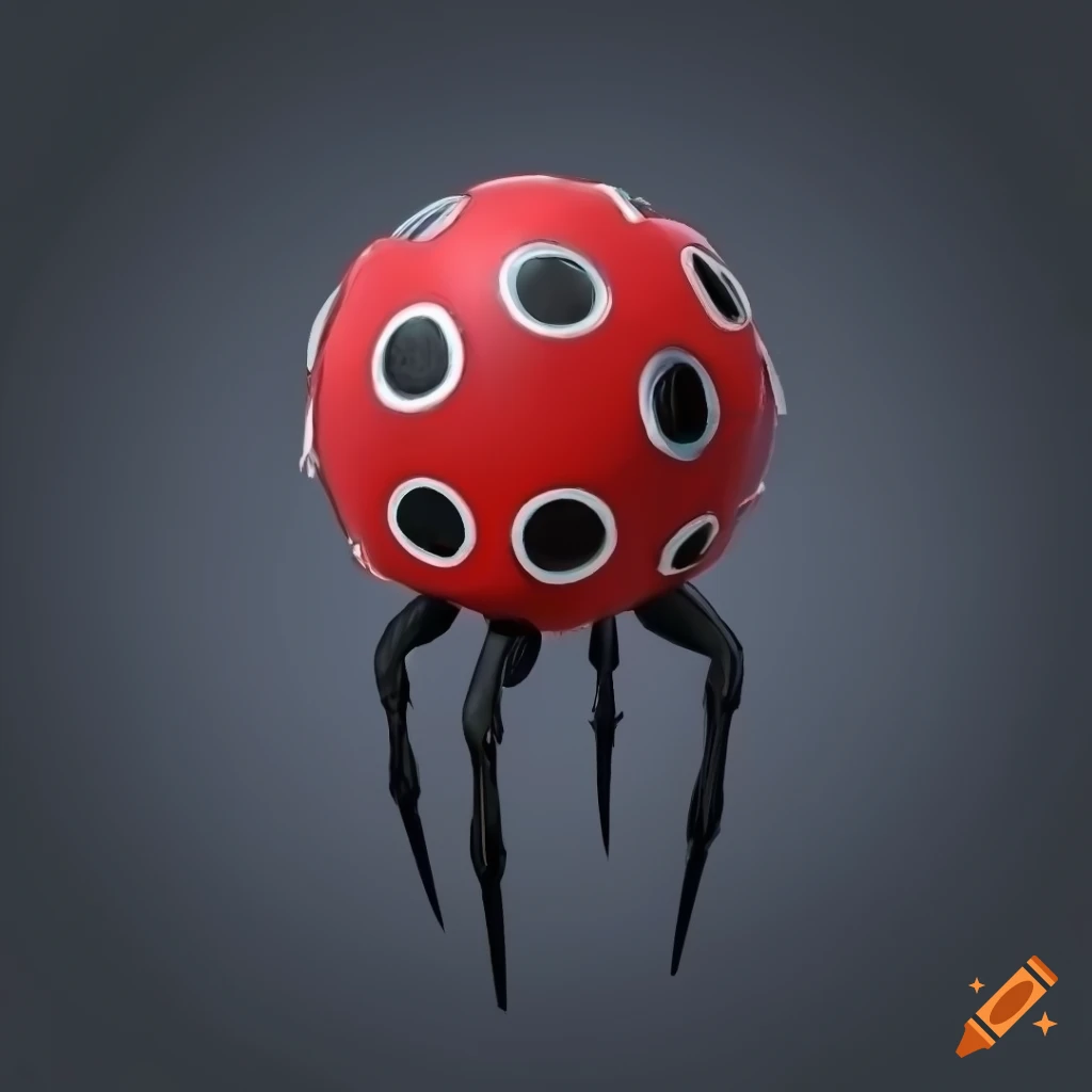 cute stylized arachnid with black, red, and silver colors
