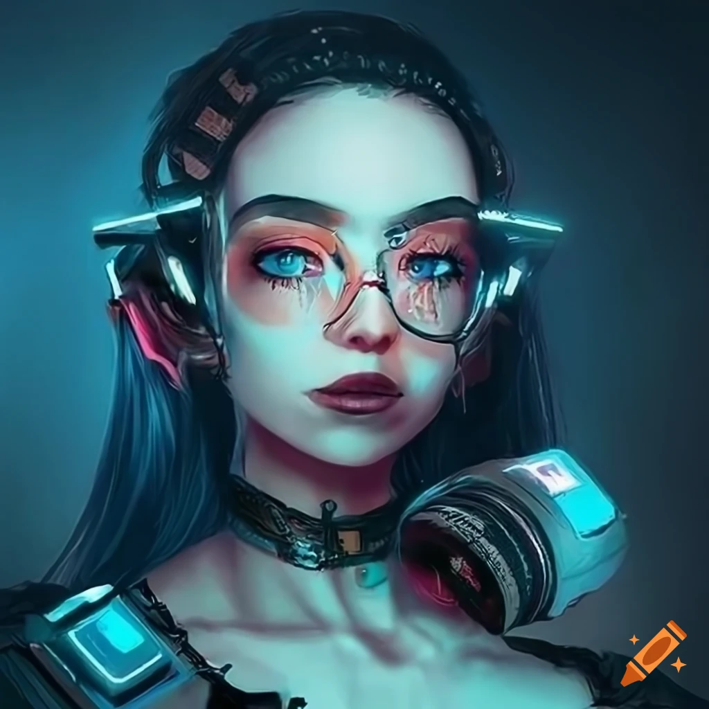cyberpunk artwork of a girl named Cloudia representing the internet cloud
