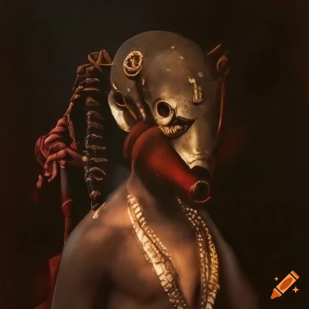 Onibaba playing Biwa with a metal mask