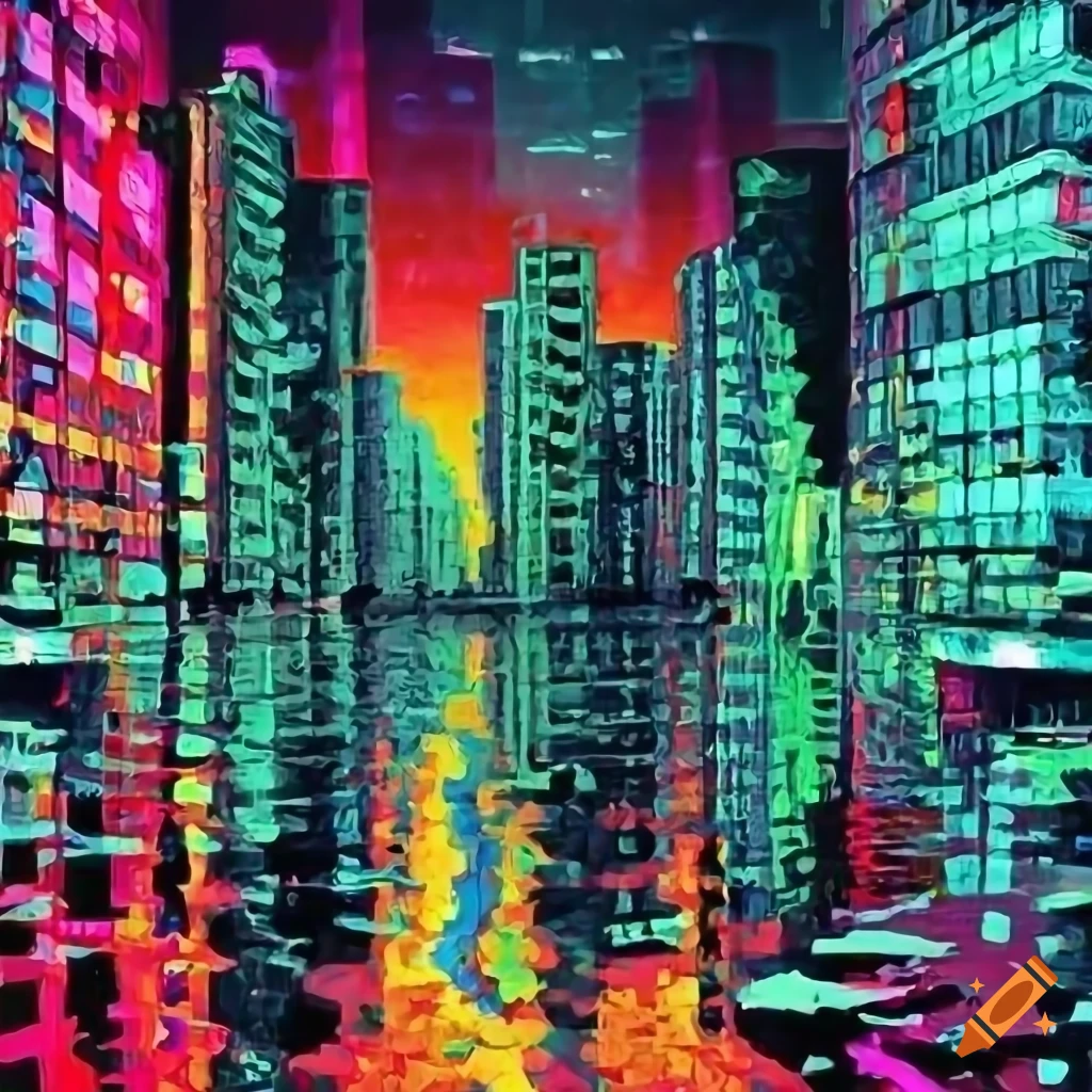 colorful dystopian poster with muted colors