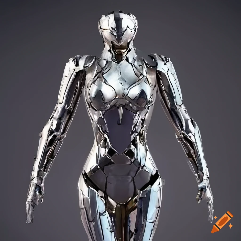 silver chrome female body armor for astral realm battles