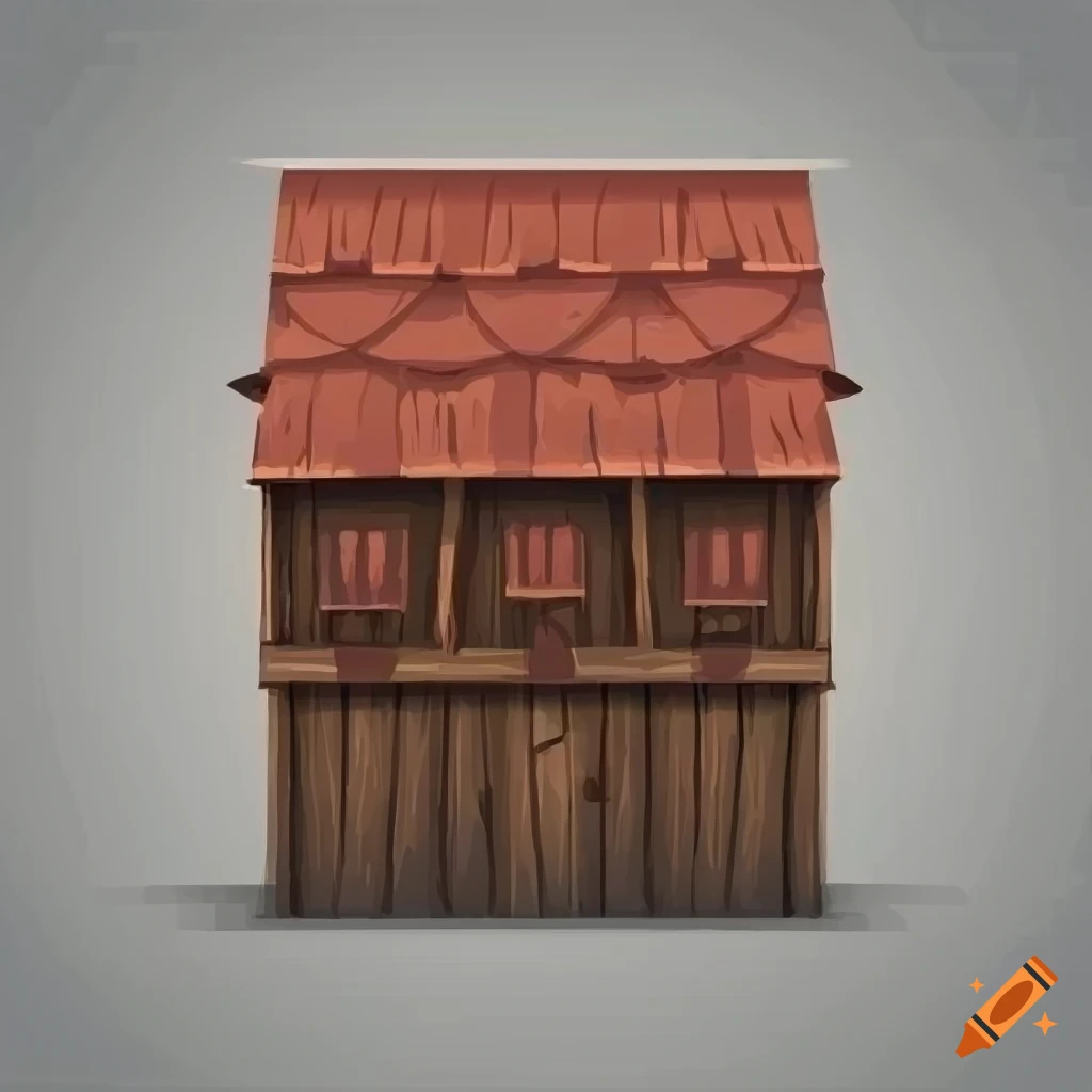 vector art of a red wooden medieval-style house