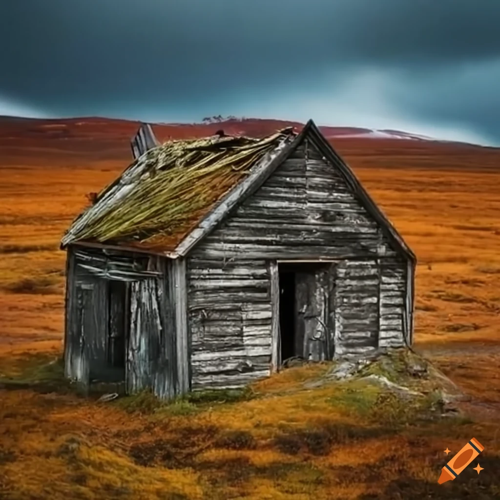 abandoned hut on the tundra