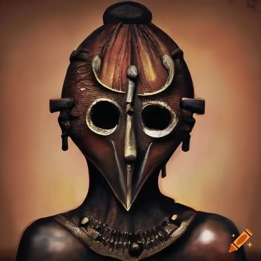 Onibaba playing Biwa with a metal mask