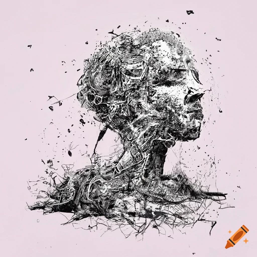 black ink artwork with the theme of dream