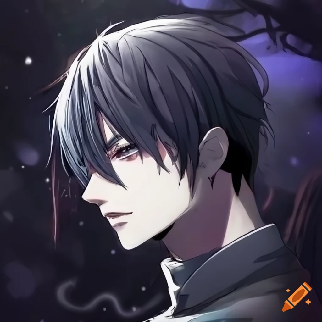 mysterious male character in anime manga style