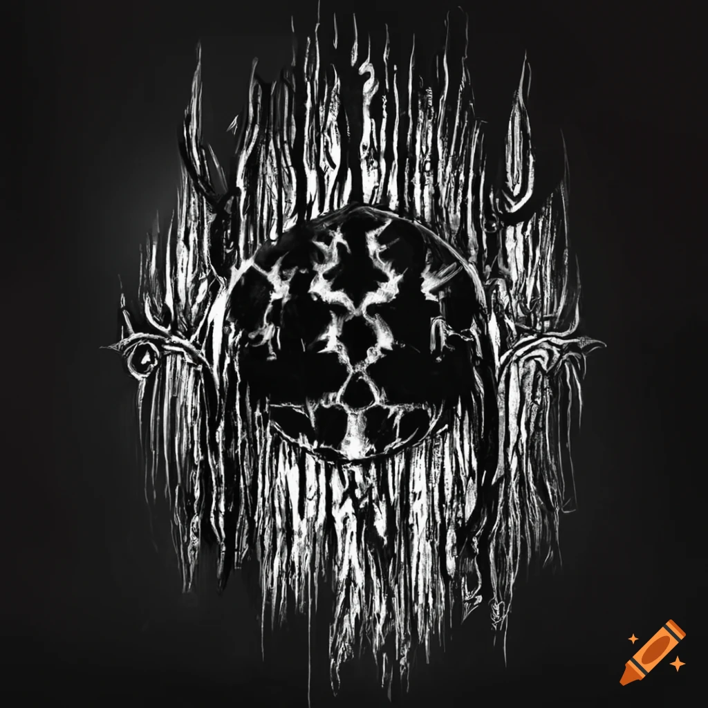 intricate black metal logo for the band Aatke