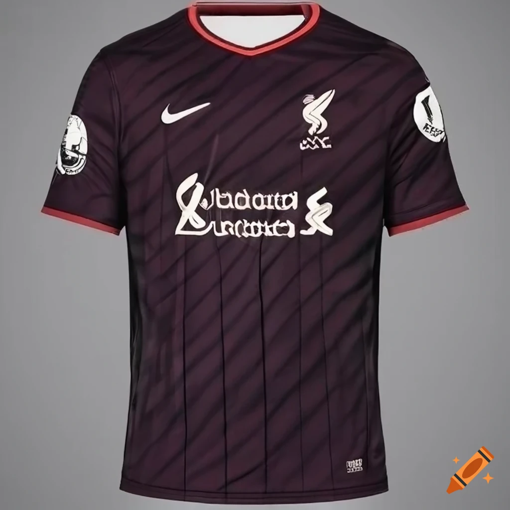 Liverpool FC away jersey with black and deep purple design