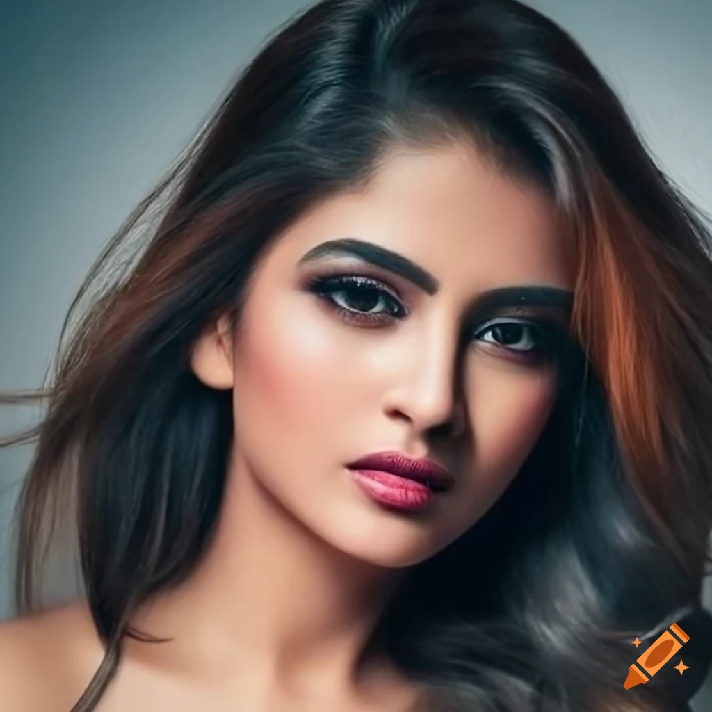 Closeup portrait of a stunning young indian female model on Craiyon