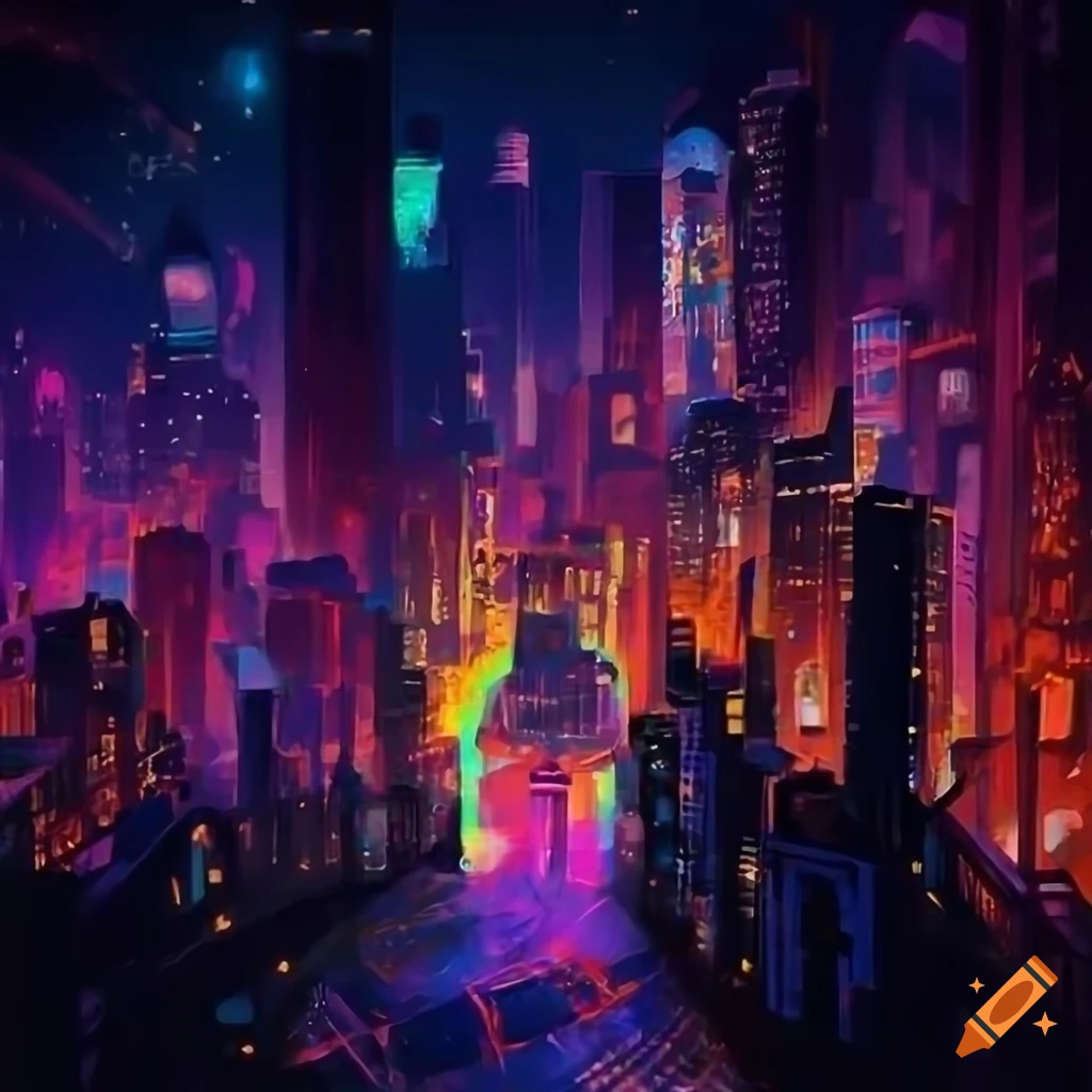 abstract painting of a cityscape with muted colors