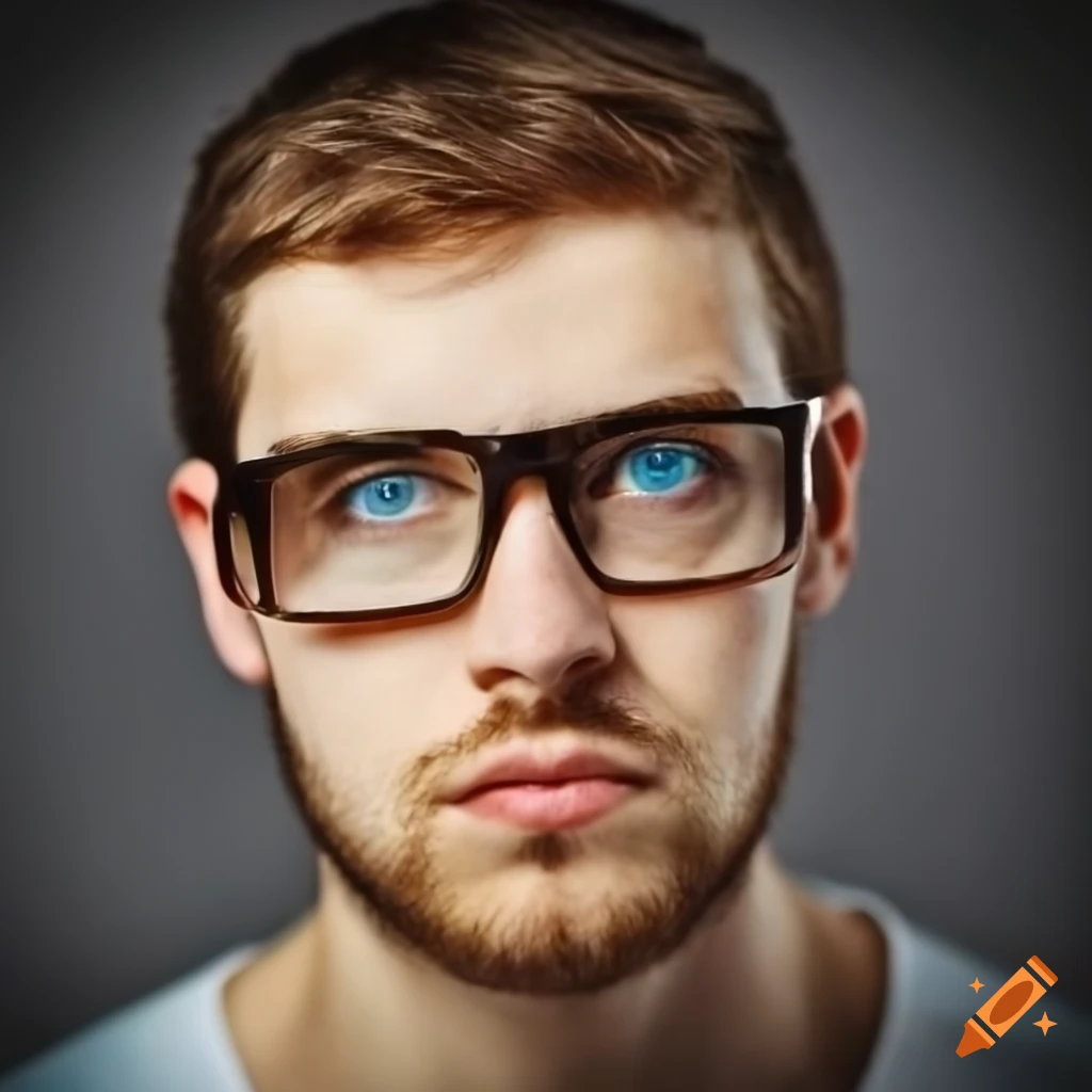 profile of a young man with rectangular glasses