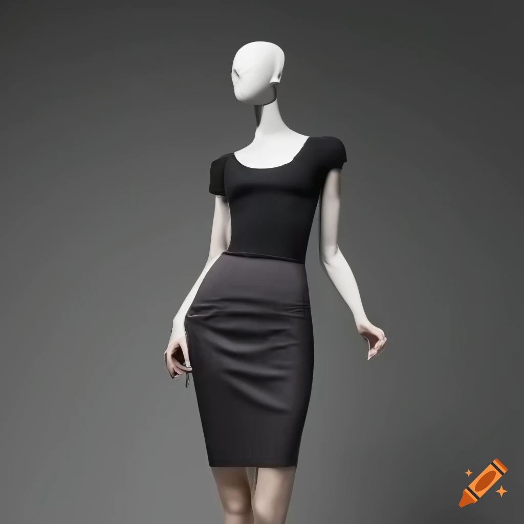 Mannequin wearing a tight skirt on Craiyon