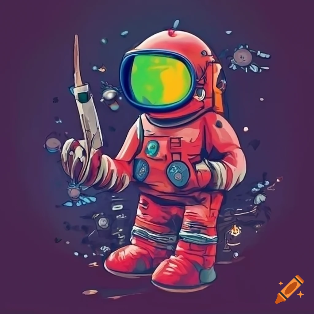 spaceman playing rock and roll