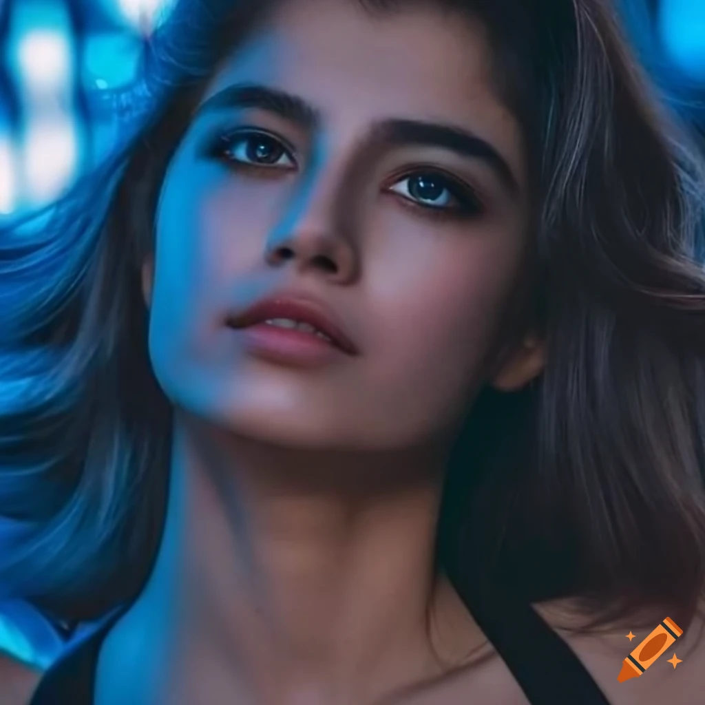 Closeup portrait of a stunning young indian female model with clear ...