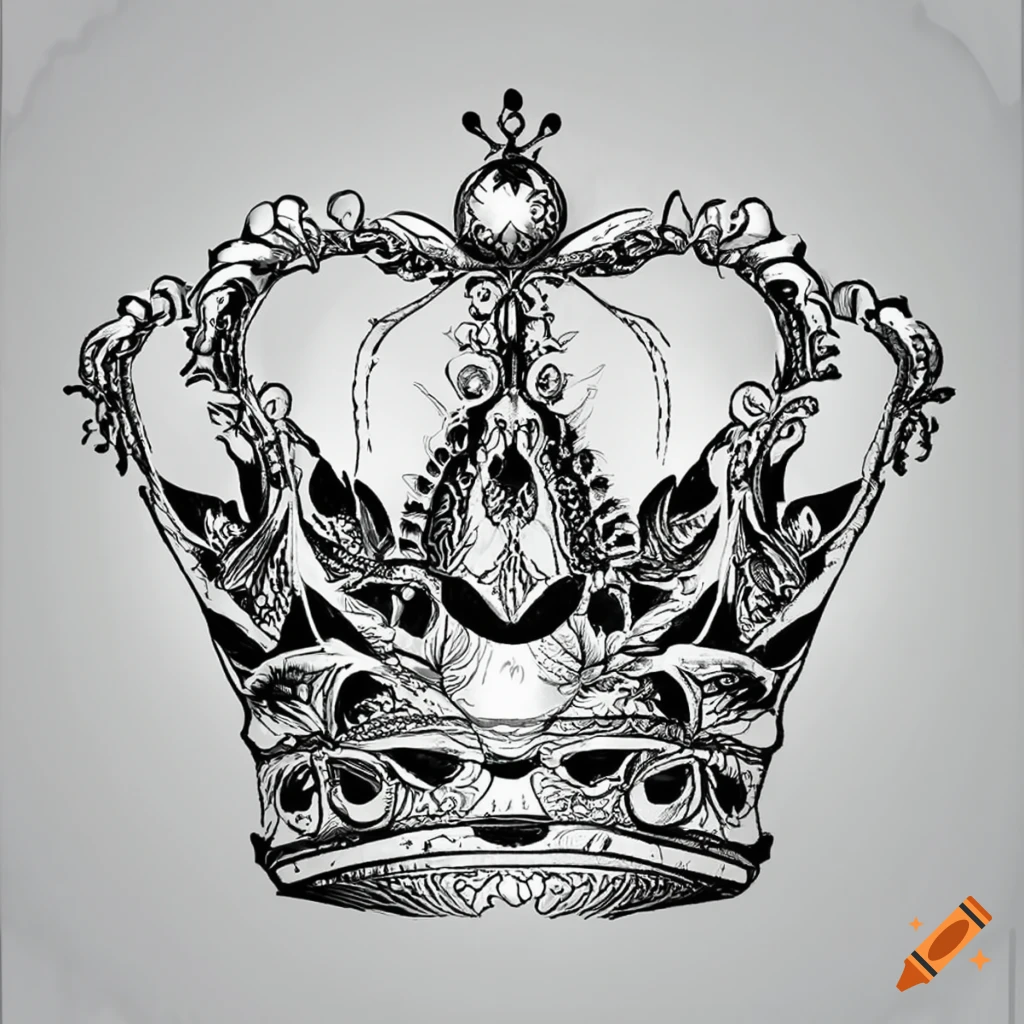 intricate tattoo design with a crown and roses