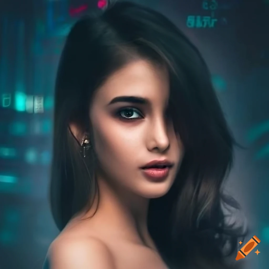 Closeup portrait of a stunning young indian female model with clear ...