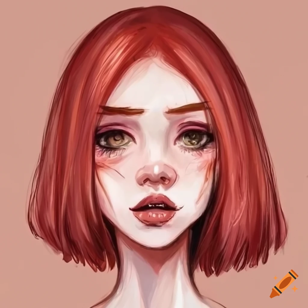 close-up portrait of a girl with red hair and intense gaze