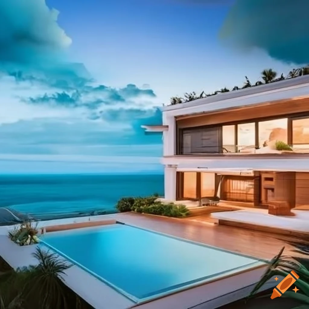 panoramic ocean view from a luxurious beach house