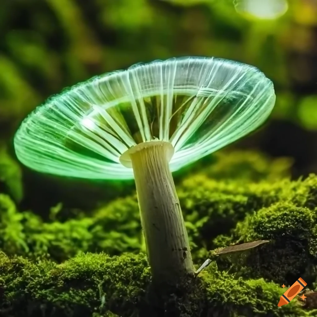 close-up of a luminous mushroom underwater