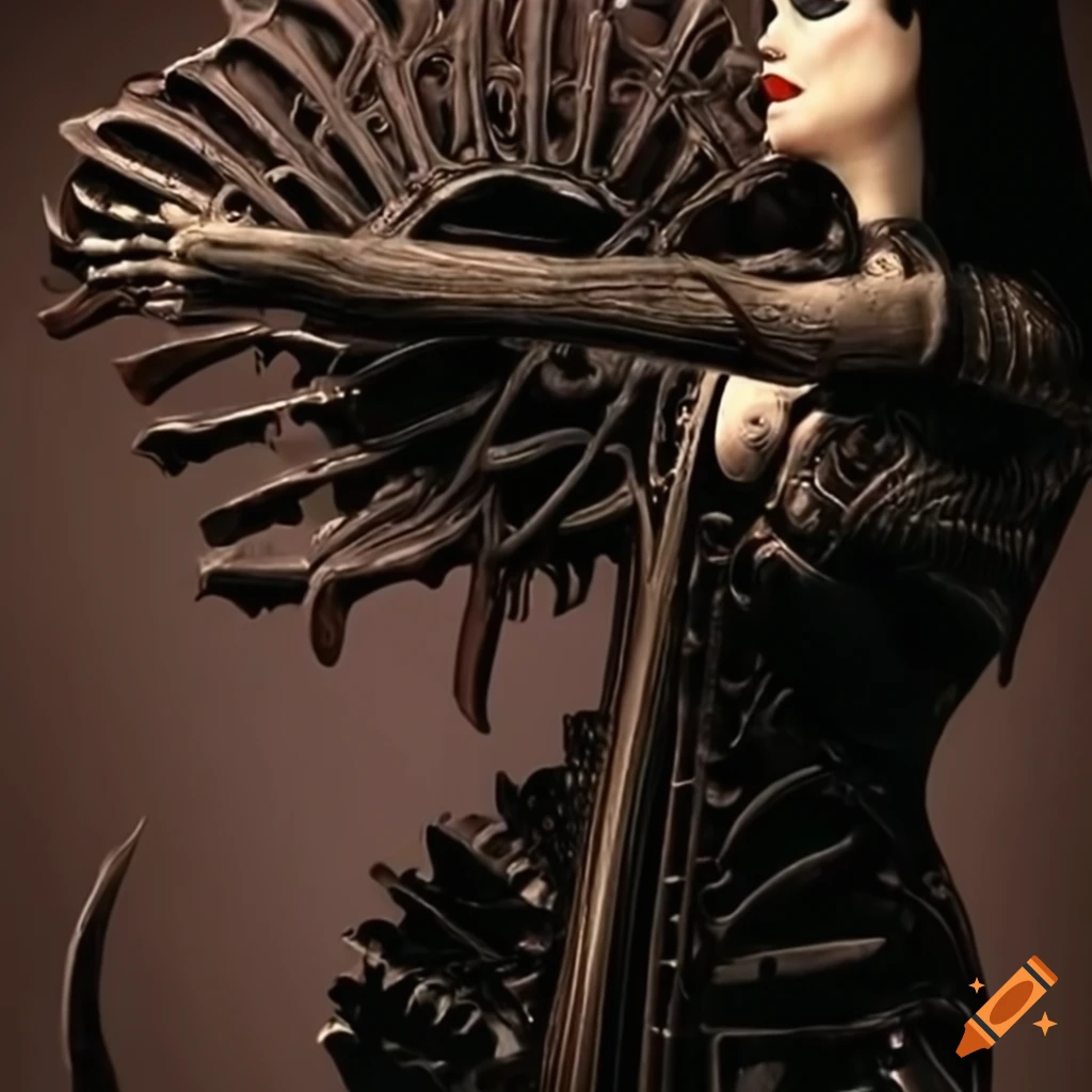 H.R. Giger's biomechanical cello for Morticia Addams
