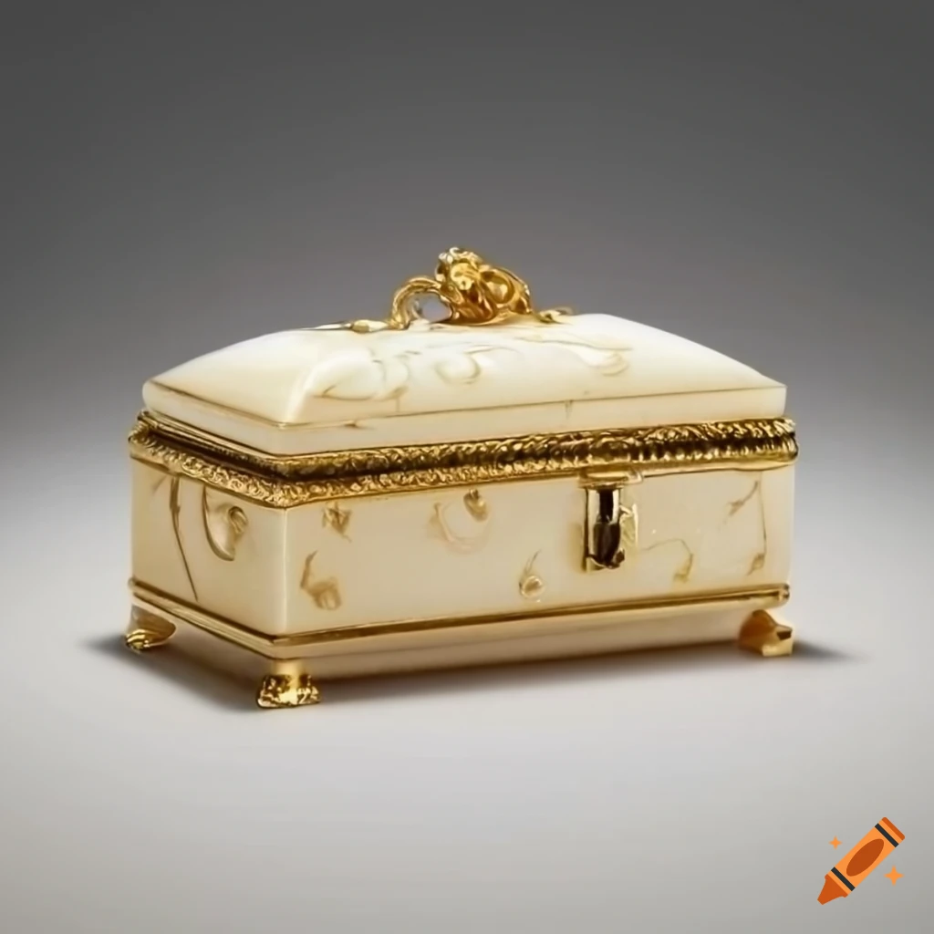 Beautiful ivory box with a gold lock on Craiyon