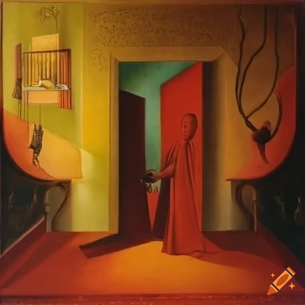 vibrant surreal painting by George Tooker and Remedios Varo