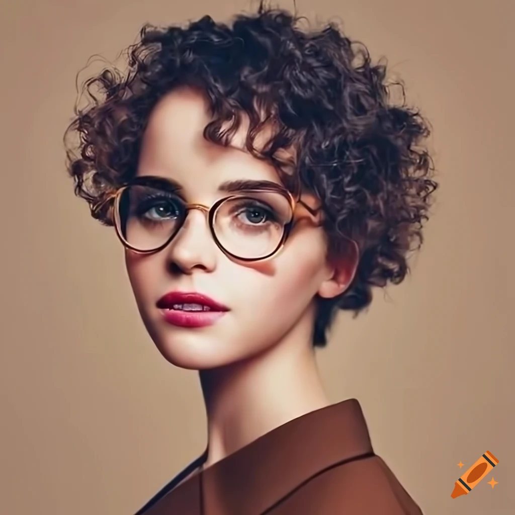 portrait of a stylish young woman with short curly hair