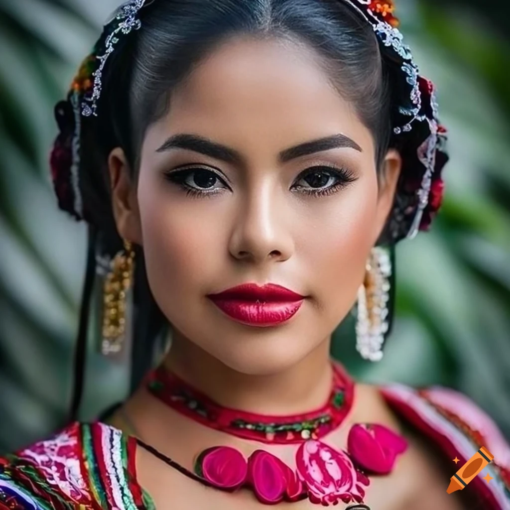 hyper realistic portrait of a traditional Mexican girl