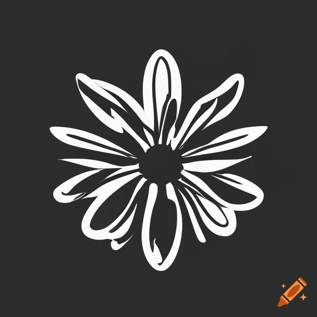 minimalistic black and white wildflower glyph