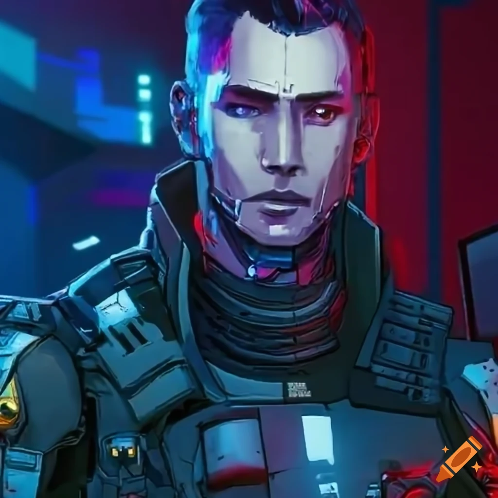 Image of male commander shepard from cyberpunk 2077 on Craiyon