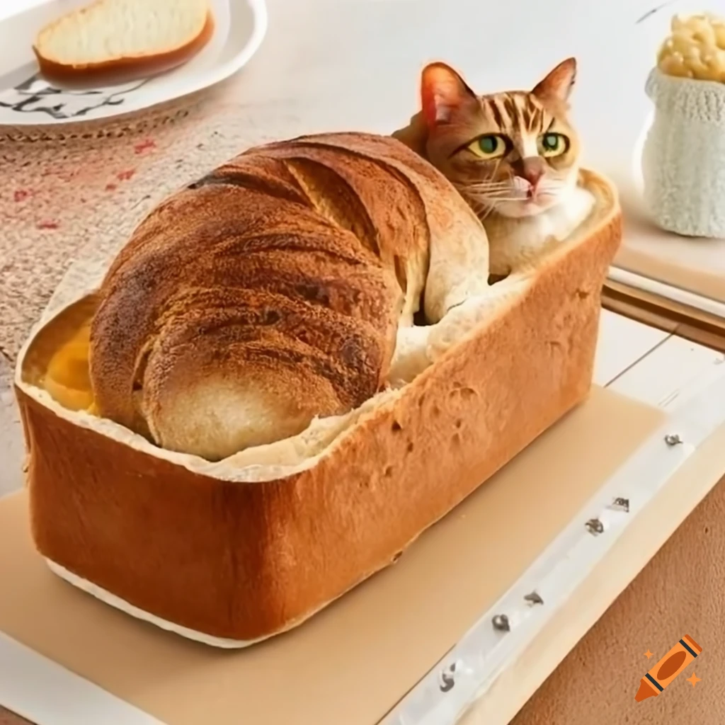 Image of a cute cat bread loaf on Craiyon