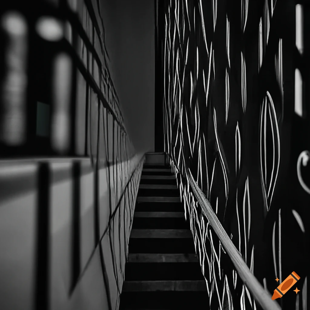 black and white abstract artwork with geometric patterns
