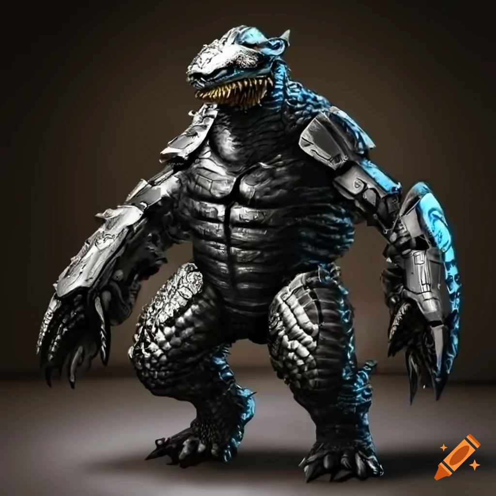 illustration of a futuristic armored snapping turtle kaiju