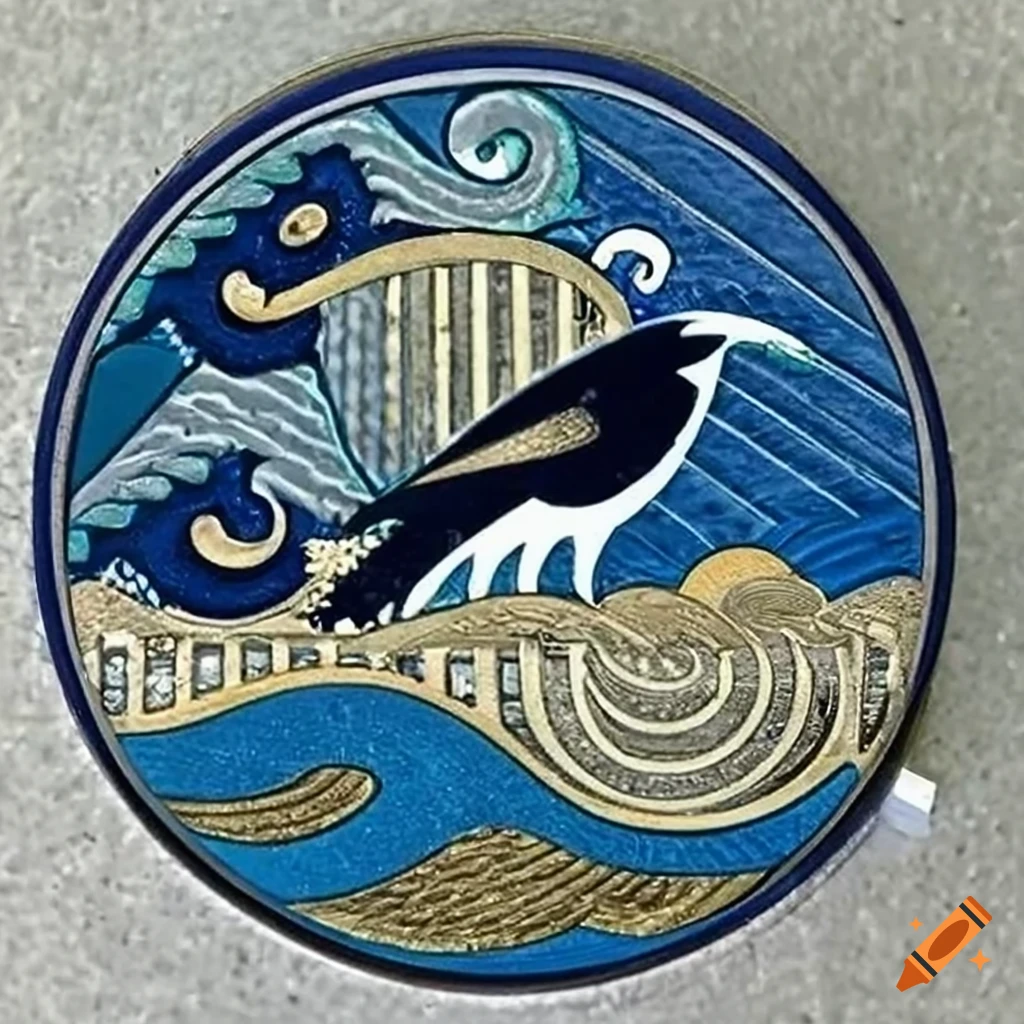 double sided coin with traditional japanese crow design