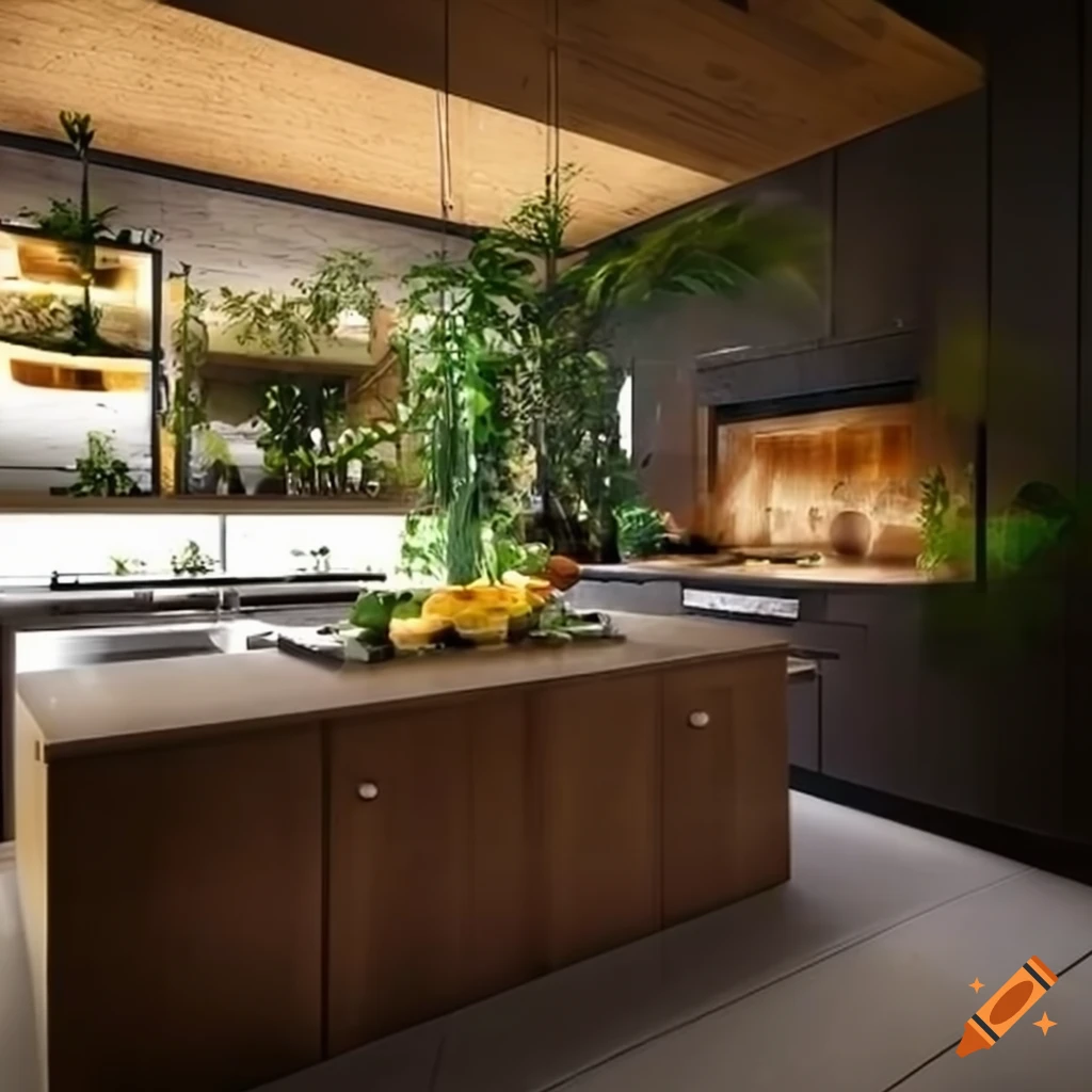 Jungle-themed open plan kitchen on Craiyon