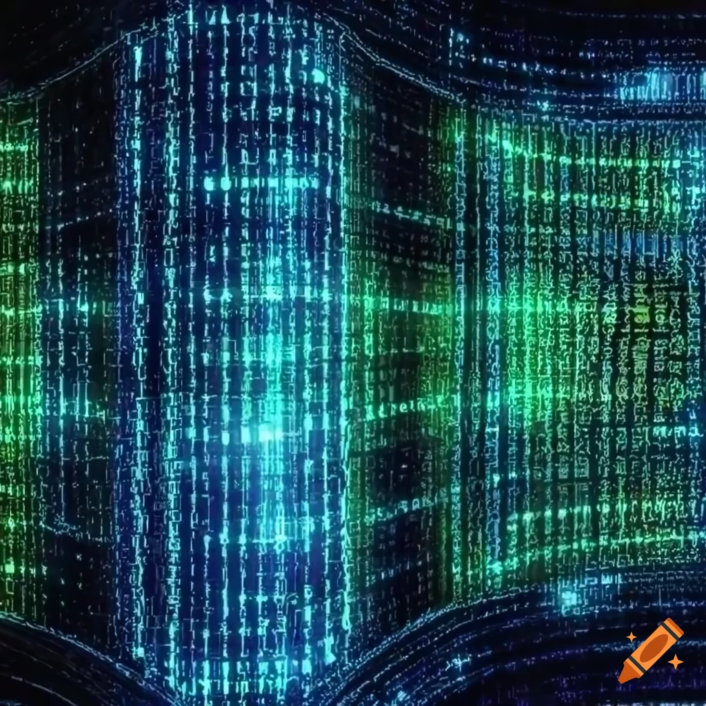 Shimmering holographic fortress protecting binary codes on Craiyon