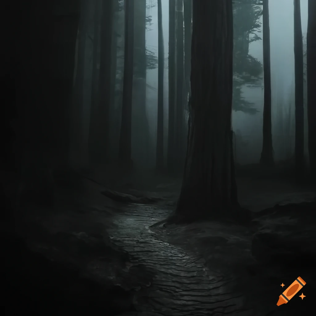 man standing in front of a house in a dark forest