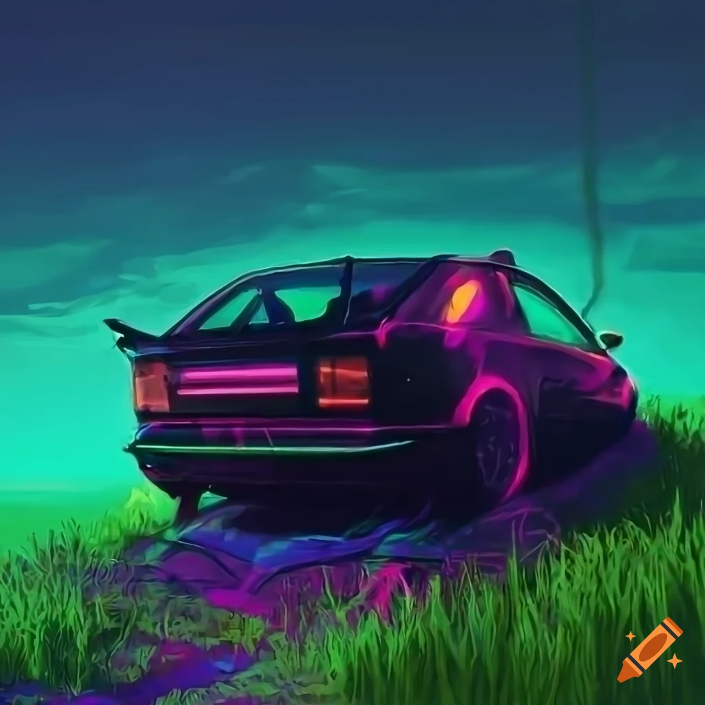 cyberpunk digital painting of a black credit card on grass