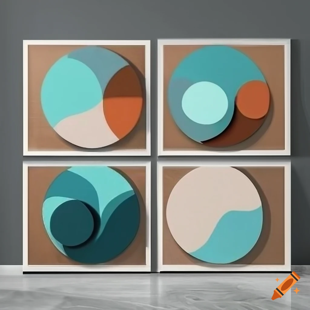 Set of 7 geometric abstract art prints on Craiyon