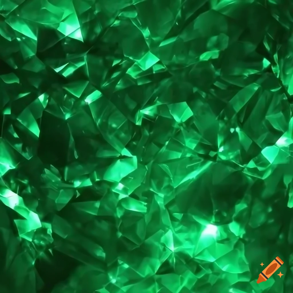 Close-up of a glowing green crystal texture on Craiyon