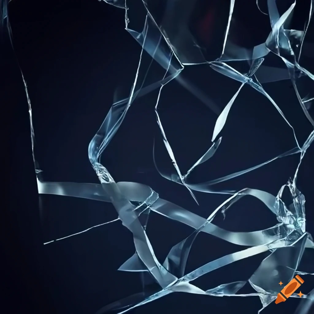 abstract art with flying ribbons and shattered glass