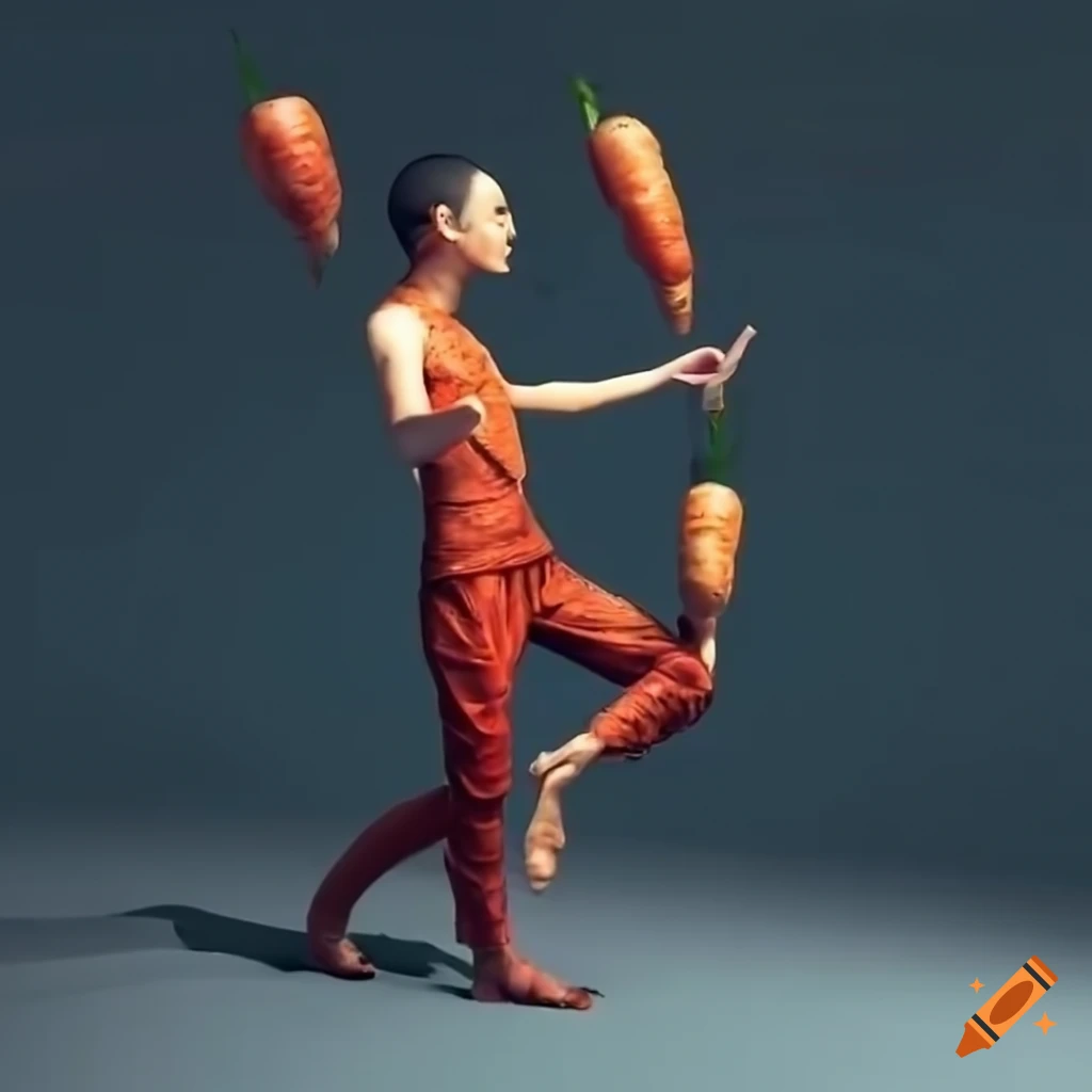 image of a juggler juggling with carrots