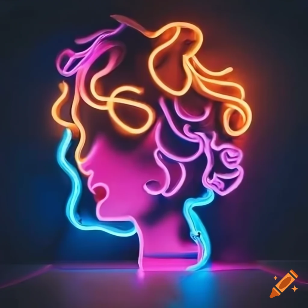 neon signs in a hair salon