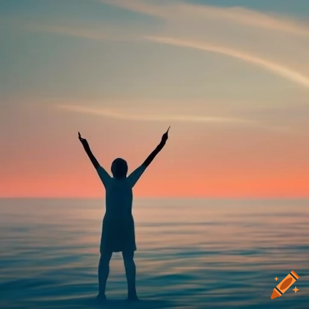person celebrating with arms raised